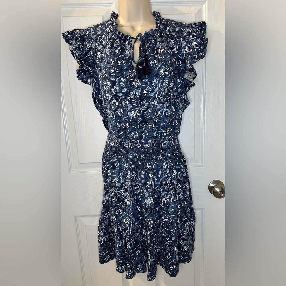 Ralph Lauren Navy and White Patterned Dress - Picture 1 of 4